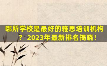 哪所学校是最好的雅思培训机构？ 2023年最新排名揭晓！